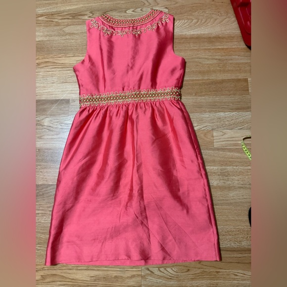 Kate Spade Embellished Silk Blend Dress coral 6 - Picture 8 of 12